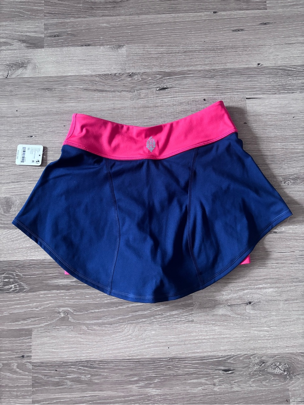 FP Movement by Free People Navy Skort with Bright Pink Waistband - Picture 2 of 5